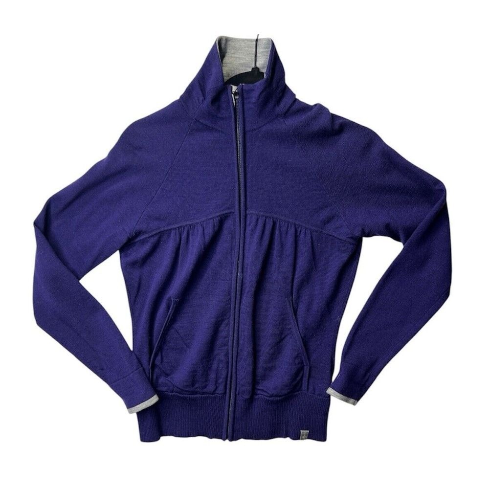 Smartwool Purple Merino Wool Full‎ Zip Sweater Small Outdoor Hiking Base Layer